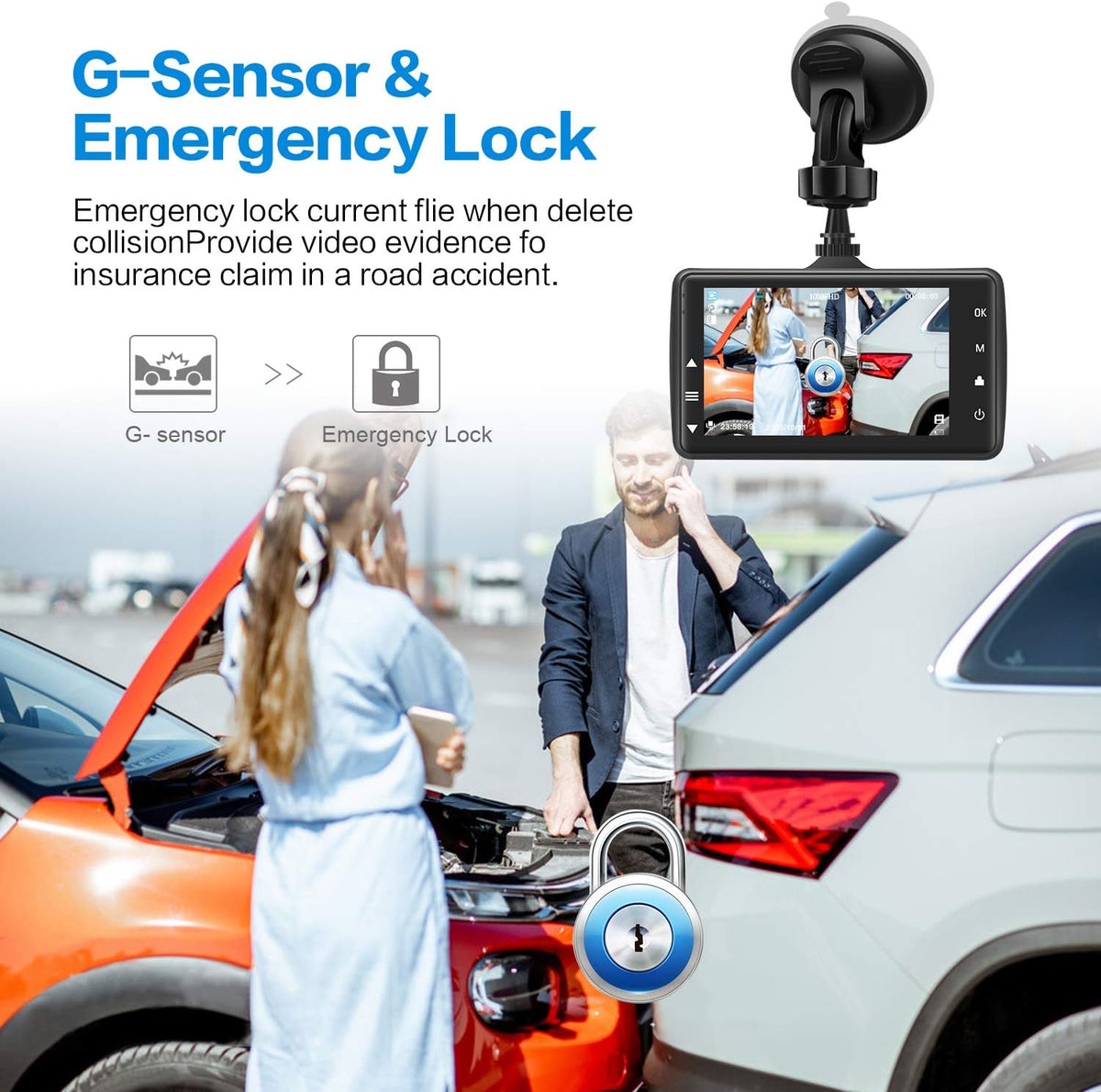 Dash Cam Front with 32G SD Card, 1080P FHD 3'' IPS Screen 170°Wide Angle G-Sensor Parking Monitor Loop Recording Motion Detection (New)