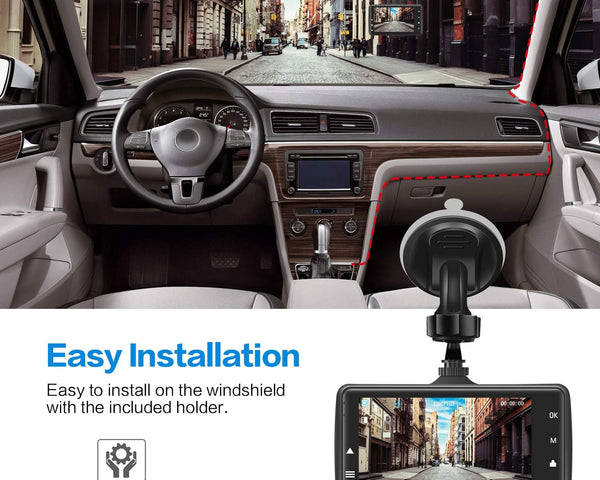 Dash Cam Front with 32G SD Card, 1080P FHD 3'' IPS Screen 170°Wide Angle G-Sensor Parking Monitor Loop Recording Motion Detection (New)