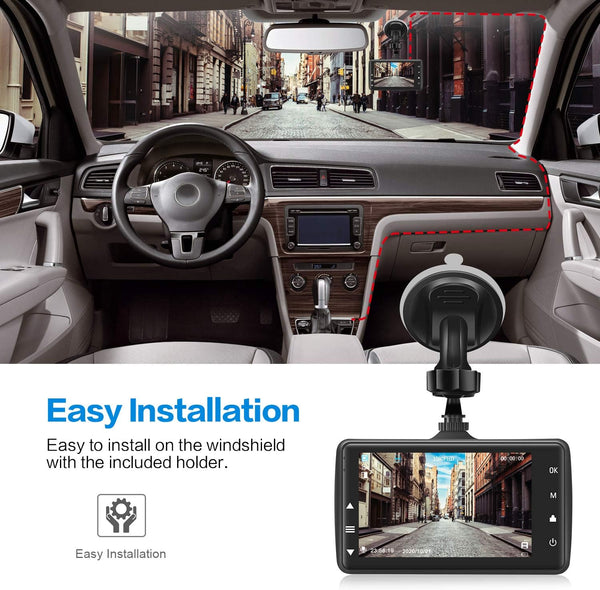 Dash Cam Front with 32G SD Card, 1080P FHD 3'' IPS Screen 170°Wide Angle G-Sensor Parking Monitor Loop Recording Motion Detection (New)
