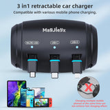 Multi Retractable 3 in 1 Car Charging Adapter for All Phones (New)