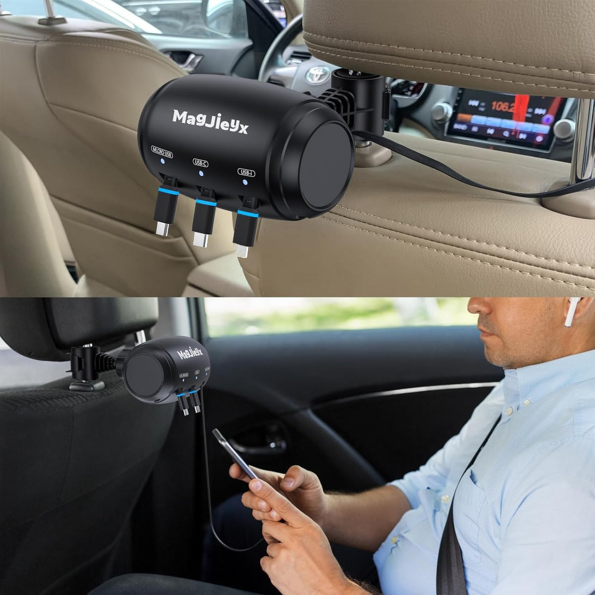 Multi Retractable 3 in 1 Car Charging Adapter for All Phones (New)