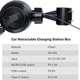 Multi Retractable 3 in 1 Car Charging Adapter for All Phones (New)