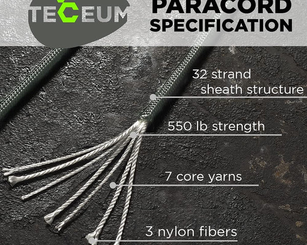 TECEUM 5/32" (4mm) Paracord Camping Rope 200ft (New)