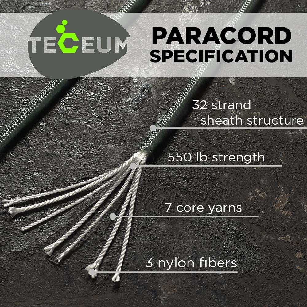 TECEUM 5/32" (4mm) Paracord Camping Rope 200ft (New)