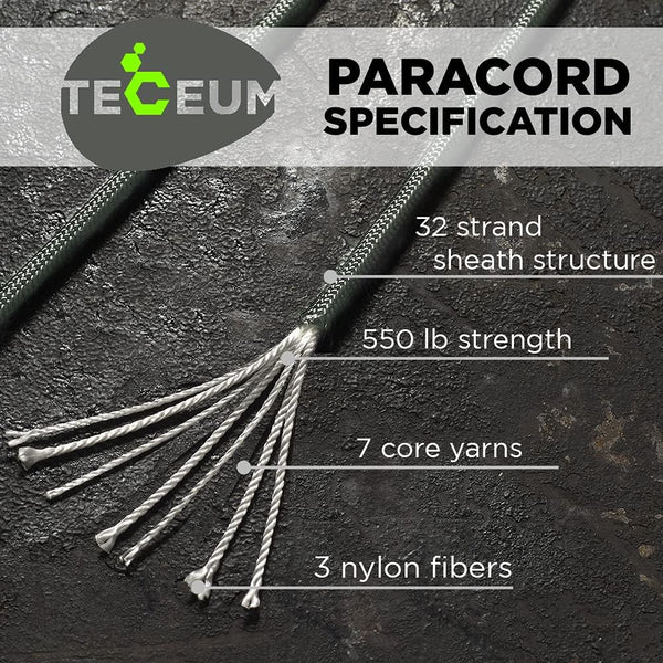 TECEUM 5/32" (4mm) Paracord Camping Rope 200ft (New)