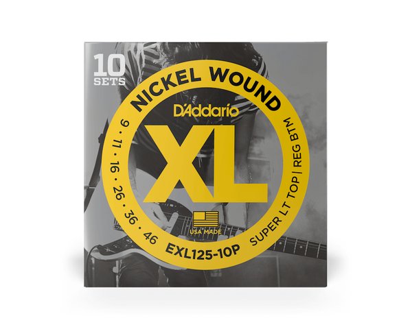 D'Addario EXL125-10PXL Super Light Top/Regular Bottom Electric Guitar Strings - 10 Pack