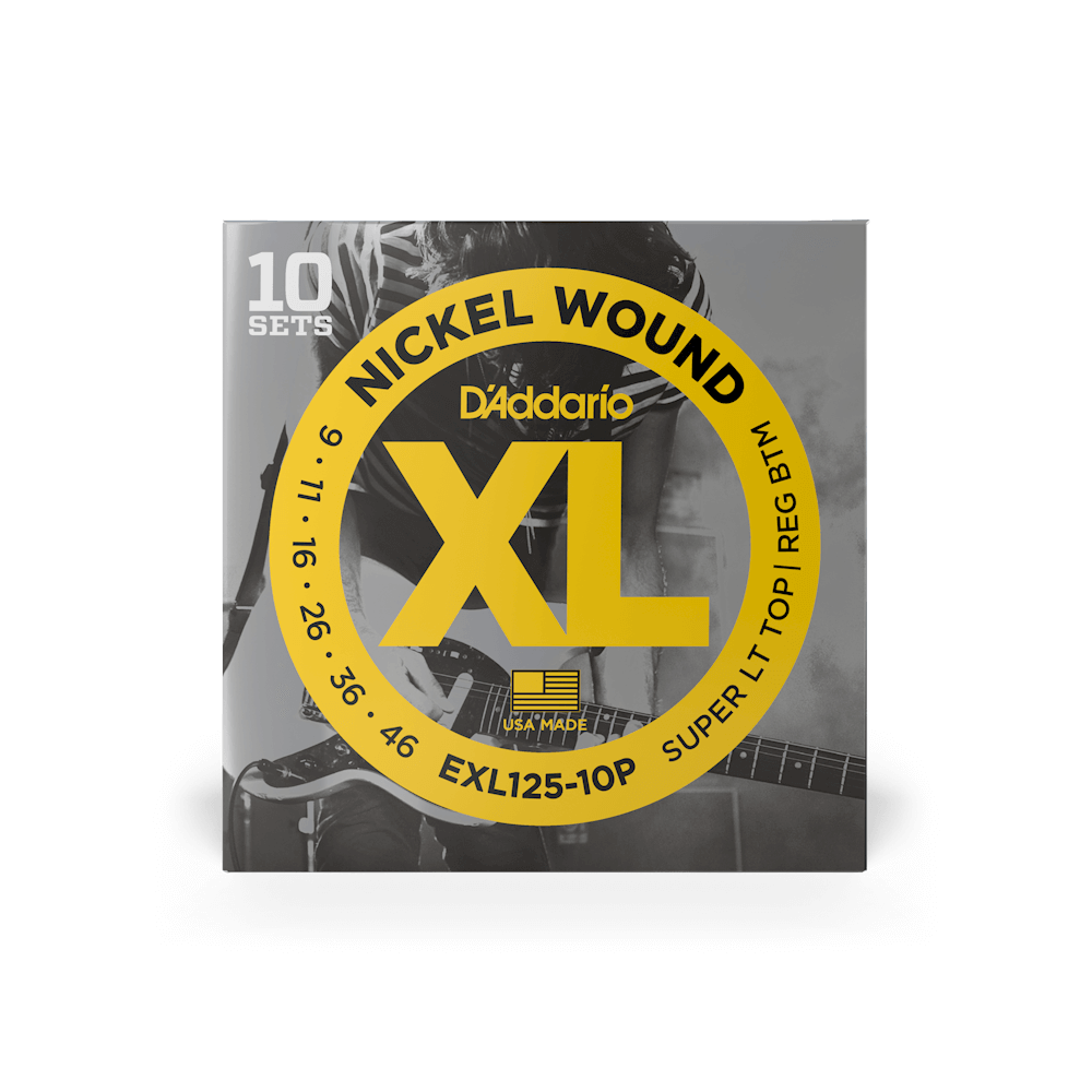 D'Addario EXL125-10PXL Super Light Top/Regular Bottom Electric Guitar Strings - 10 Pack