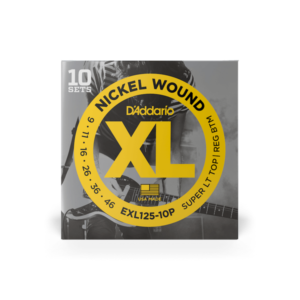 D'Addario EXL125-10PXL Super Light Top/Regular Bottom Electric Guitar Strings - 10 Pack
