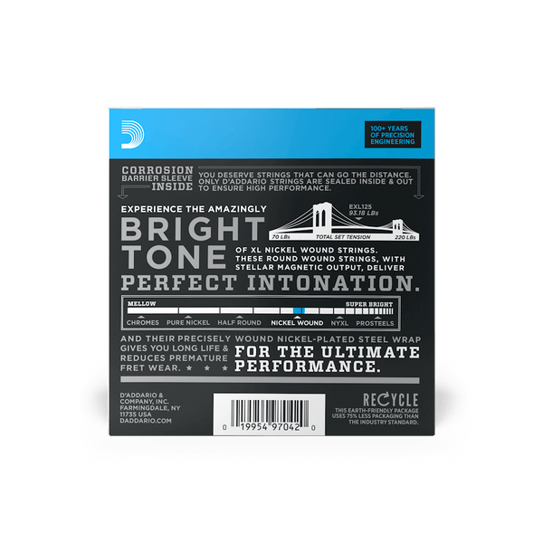 D'Addario EXL125-10PXL Super Light Top/Regular Bottom Electric Guitar Strings - 10 Pack