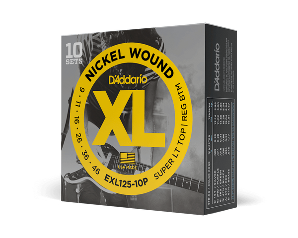 D'Addario EXL125-10PXL Super Light Top/Regular Bottom Electric Guitar Strings - 10 Pack