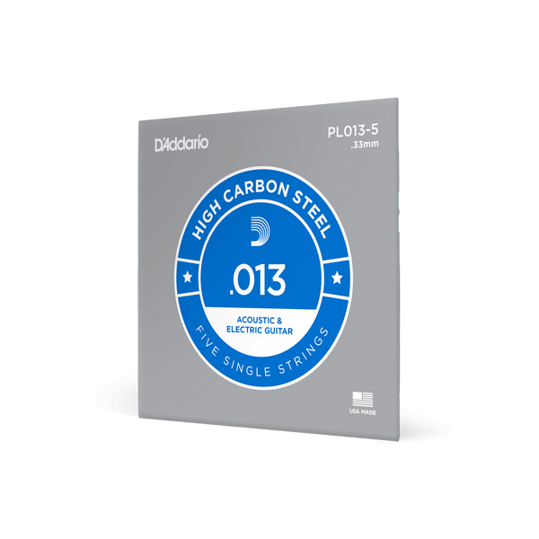 D'Addario 5-Pack Single Plain Steel 013 Guitar Strings