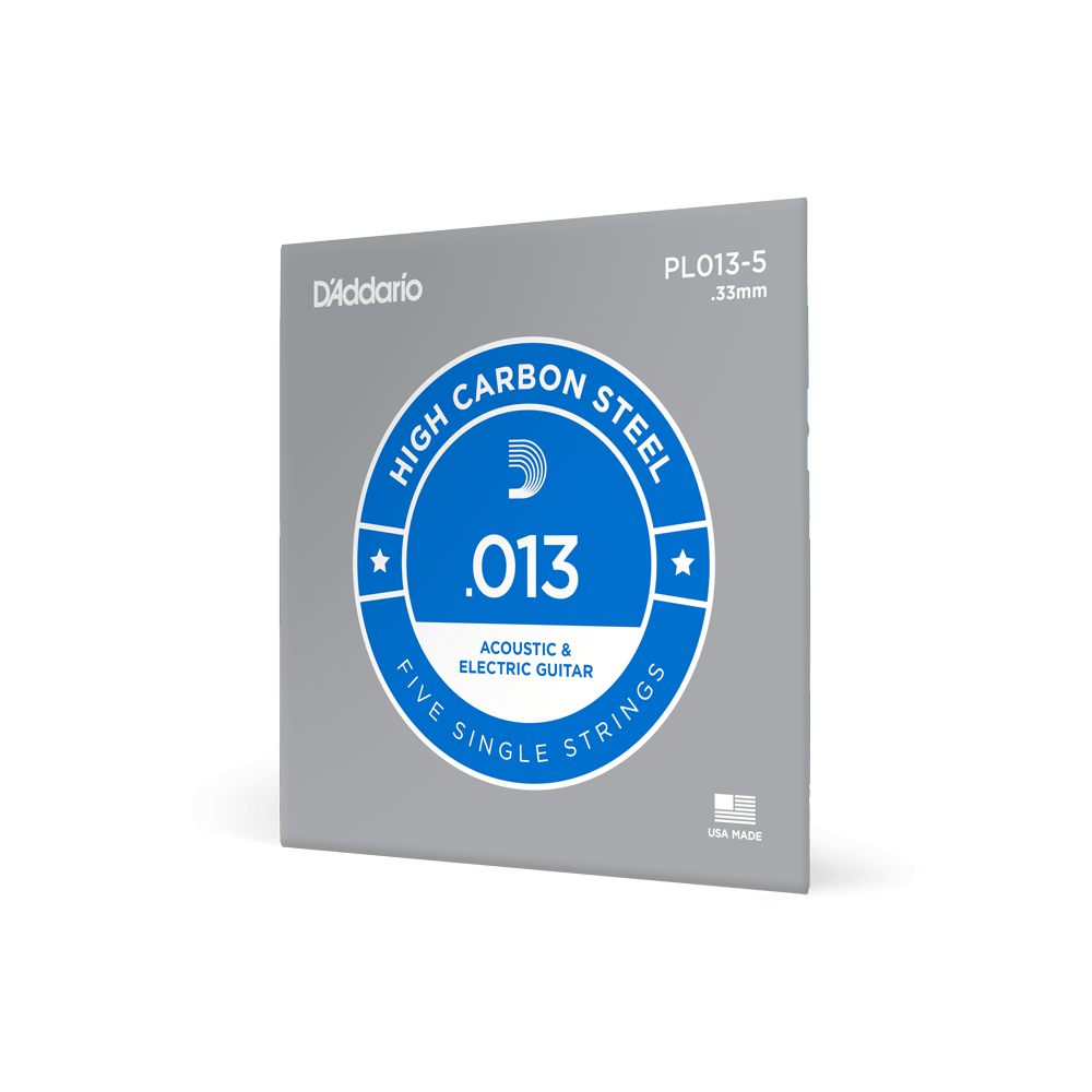 D'Addario 5-Pack Single Plain Steel 013 Guitar Strings