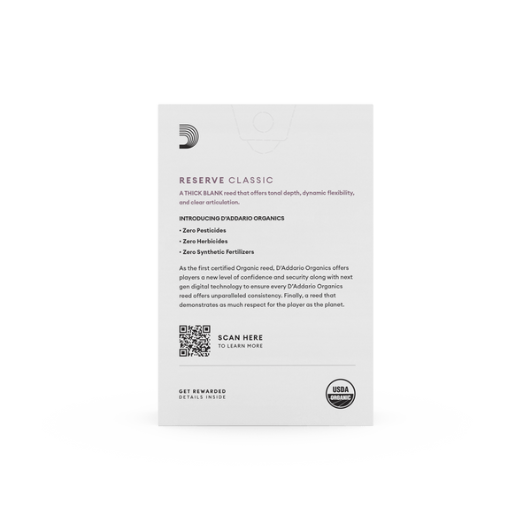 D'Addario Organic Reserve Classic Bb Clarinet Reeds - Pack of 10 ODCT1025
