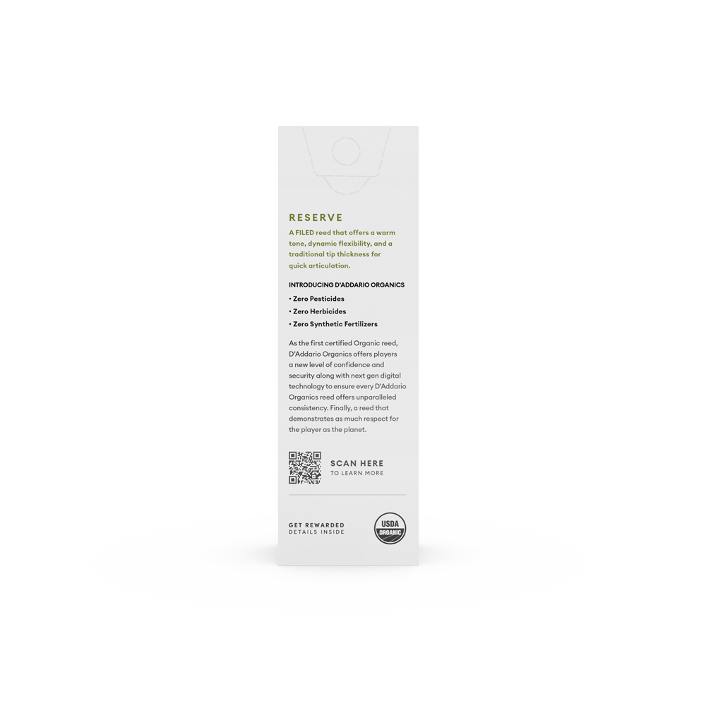 D'Addario Organic Reserve Tenor Saxophone Reeds 5 Pack