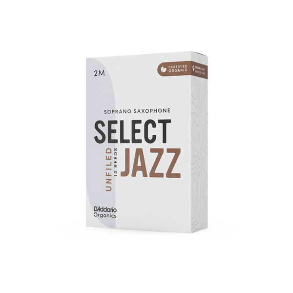 D'Addario Organic Select Jazz Unfiled Soprano Saxophone Reeds - Pack of 10 (Medium)