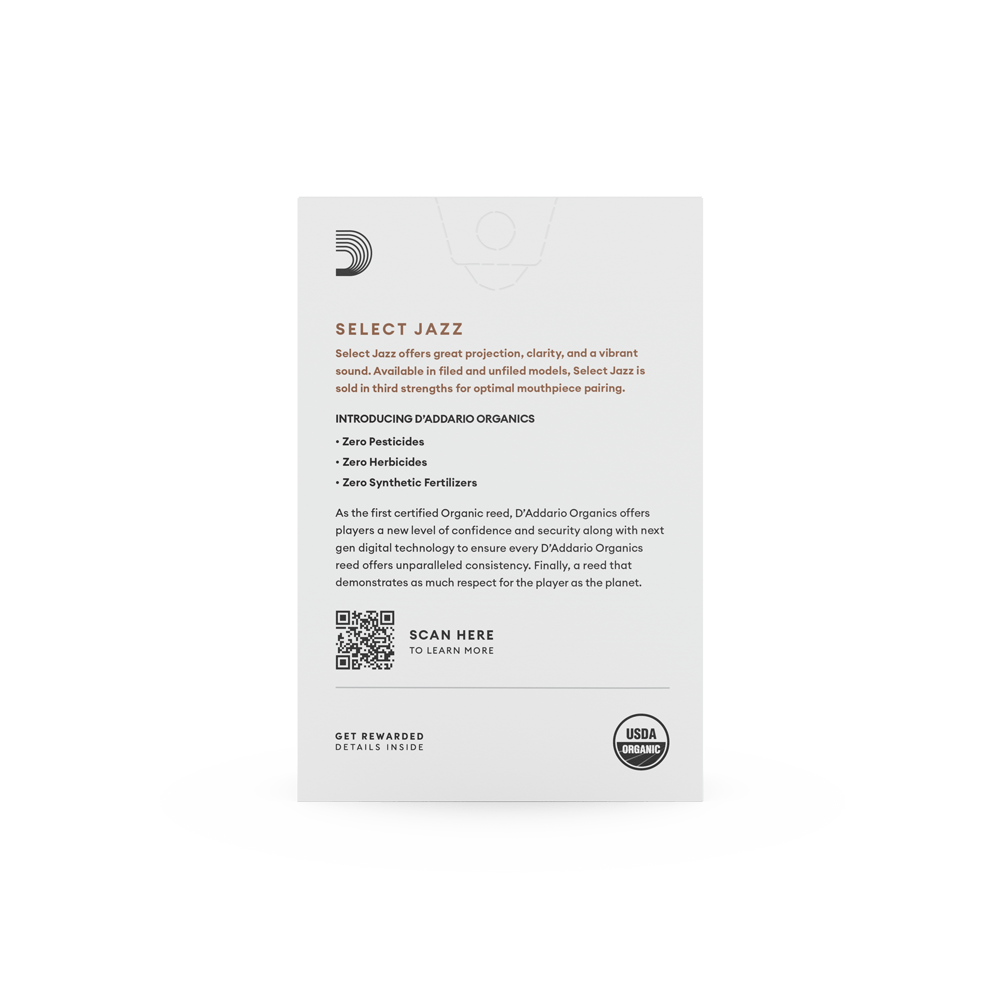 D'Addario Organic Select Jazz Unfiled Soprano Saxophone Reeds - Pack of 10 (Medium)