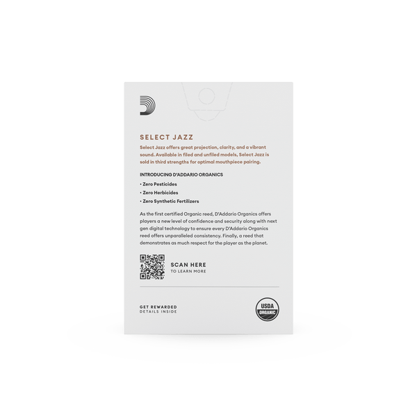 D'Addario Organic Select Jazz Unfiled Soprano Saxophone Reeds - Pack of 10 (Medium)