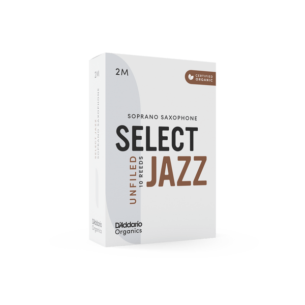 D'Addario Organic Select Jazz Unfiled Soprano Saxophone Reeds - Pack of 10 (Medium)