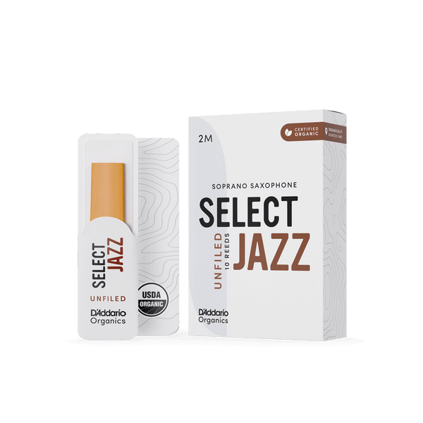 D'Addario Organic Select Jazz Unfiled Soprano Saxophone Reeds - Pack of 10 (Medium)