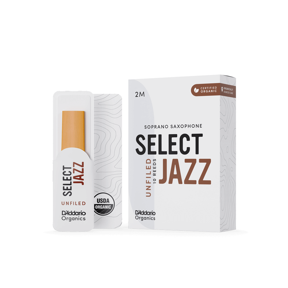 D'Addario Organic Select Jazz Unfiled Soprano Saxophone Reeds - Pack of 10 (Medium)