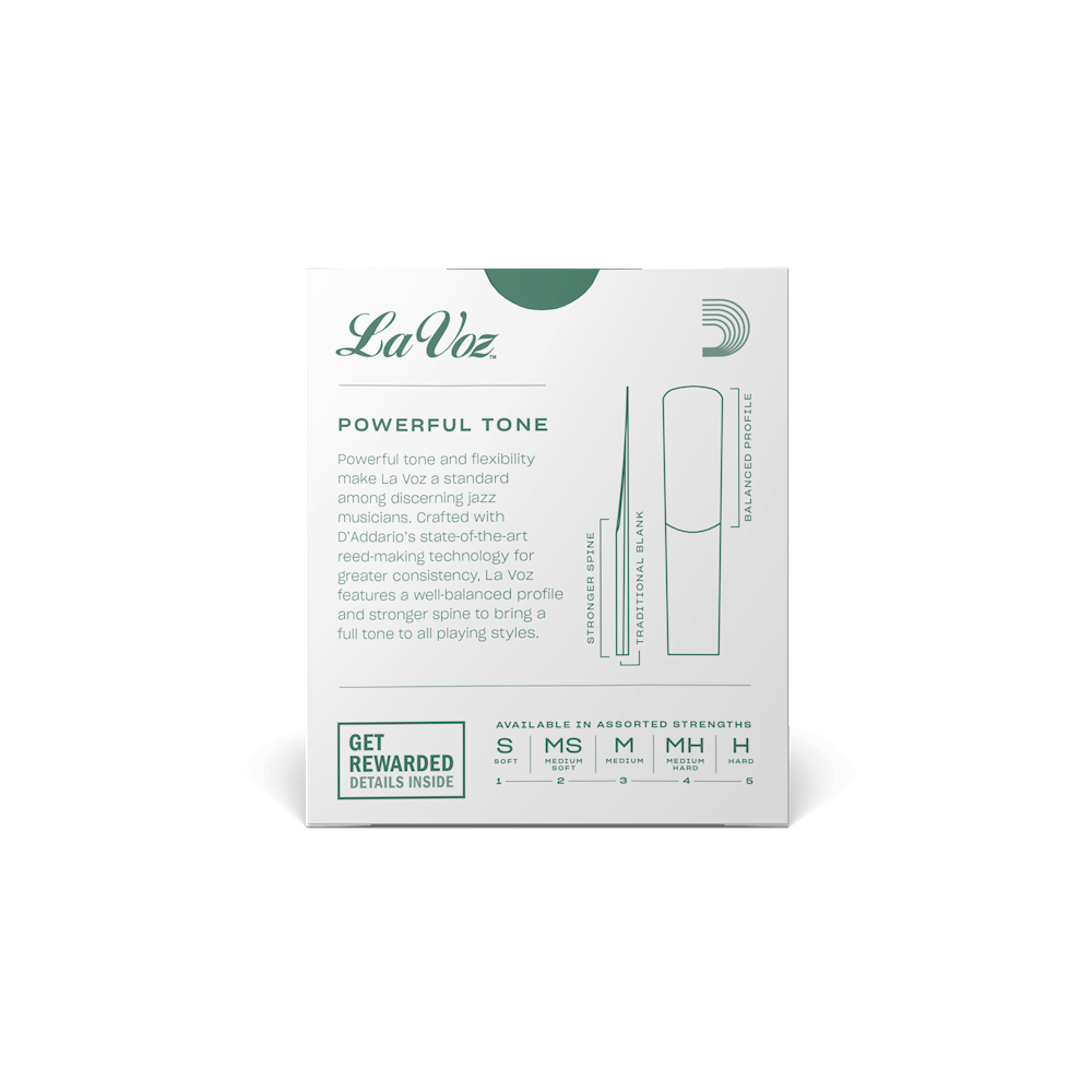 D'Addario La Voz Alto Saxophone Reeds - Pack of 10 (Medium)