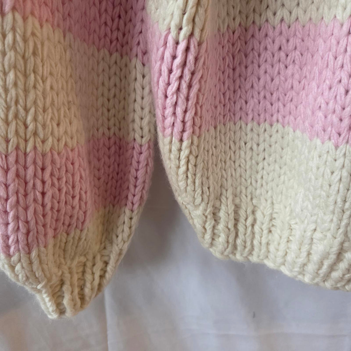 Delaney Pink & Ivory Chunky Knit Sweater - Medium/Large