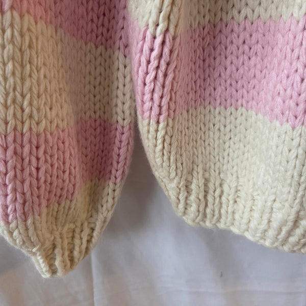 Delaney Pink & Ivory Chunky Knit Sweater - Medium/Large