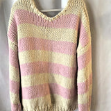 Delaney Pink & Ivory Chunky Knit Sweater - Medium/Large