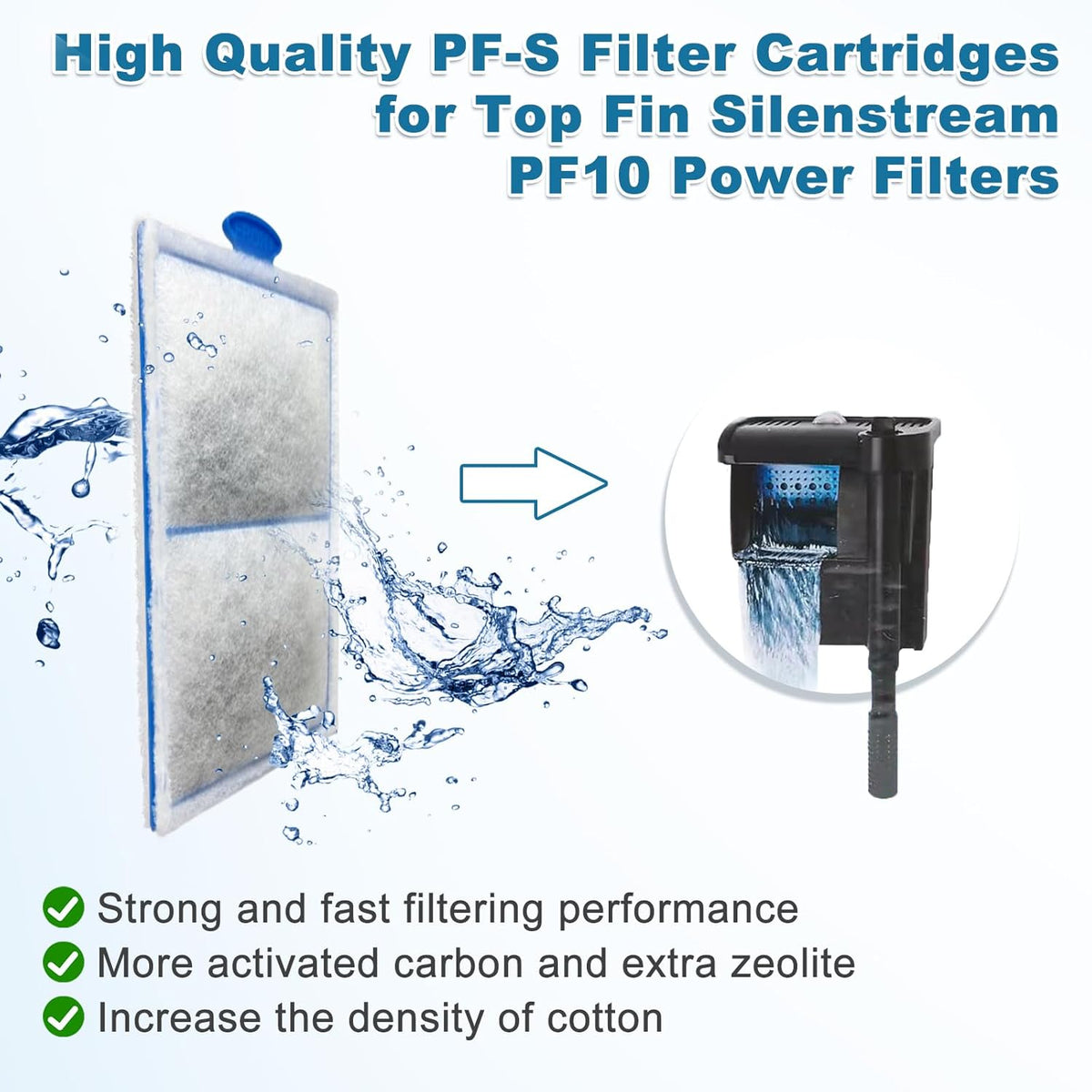10 Pack Aquarium Fish Tank Filter Cartridges for Top Fin Silentstream EF-S Small Filters Cartridges (New)