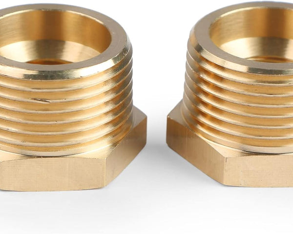 U.S. Solid 2pcs Brass Reducer Hex Bushing Brass Threaded Pipe Fitting (1" NPT Male x 1/2" NPT Female) (New)
