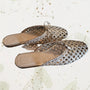 Regency bow-embellished woven metallic leather slides - Size 37.5 NEW IN BOX