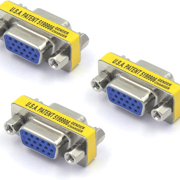 VCE HD15 SVGA Female to Female Mini Gender Changer Coupler Adapter (3-Pack)