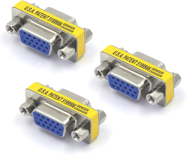 VCE HD15 SVGA Female to Female Mini Gender Changer Coupler Adapter (3-Pack)