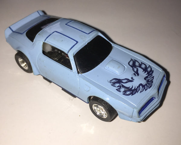 USED Tyco HO Baby Blue w/ Black Firebird Trans Am Slot Car