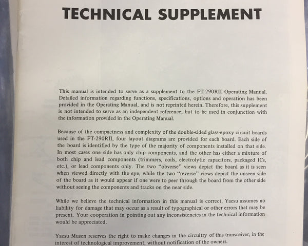 Yaesu FT-290RII Service Manual