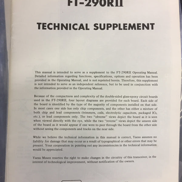 Yaesu FT-290RII Service Manual
