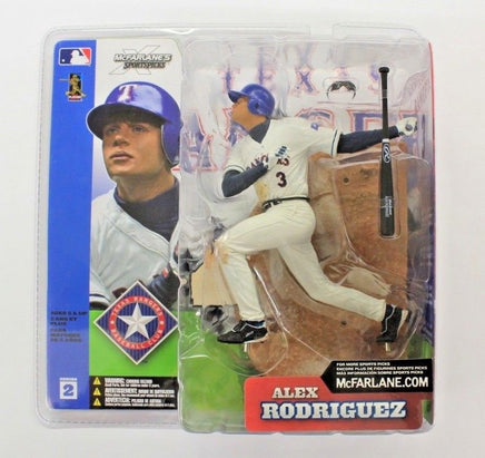 2002 Mcfarlane MLB Alex Rodriguez Texas Rangers Series 2 White Jersey - Action Figure