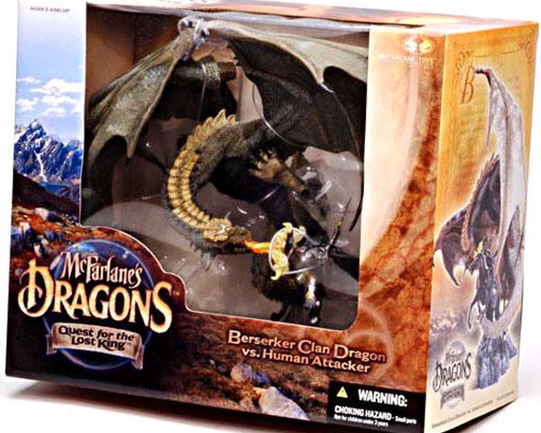 2004 McFarlane's Dragons: Quest for the Lost King - Beserker Clan Dragon vs Human Attacker - Action Figure Box Set