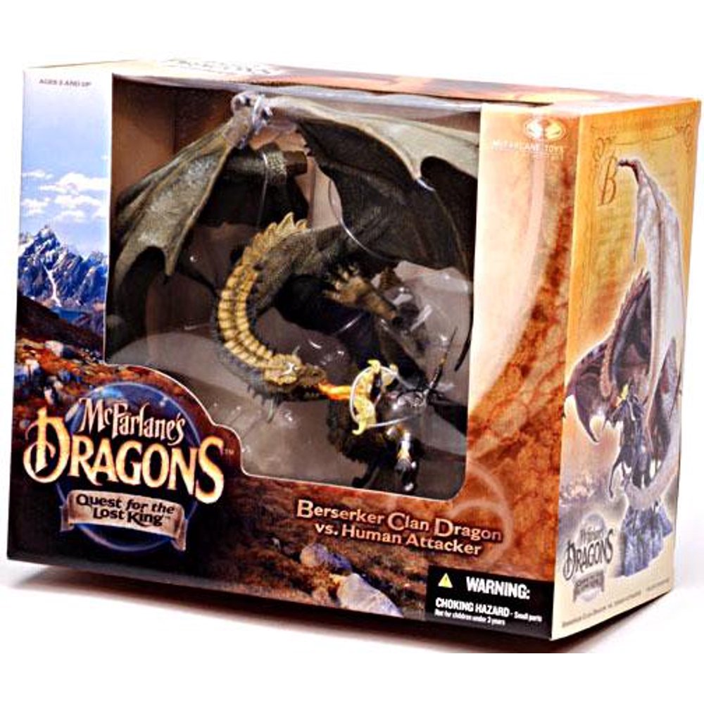 2004 McFarlane's Dragons: Quest for the Lost King - Beserker Clan Dragon vs  Human Attacker - Action Figure Box Set