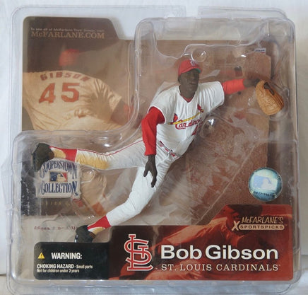 2002 McFarlane Toys Cooperstown Collection Series 1 Bob Gibson Action Figure White Jersey - Action Figure