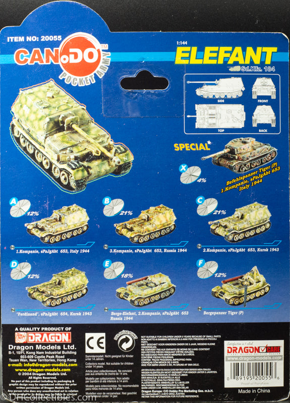 2003 Dragon Models Can.do Pocket Army Elefant Sd.Kfz. 184 Berge-Elefant (P) Item E