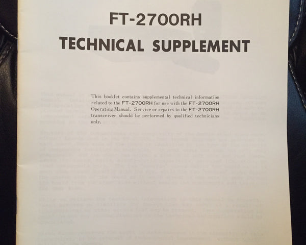 Yaesu FT-2700RH Service Manual