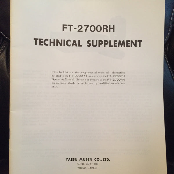 Yaesu FT-2700RH Service Manual