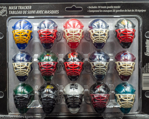 NHL Micro Goalie Mask Standings Tracker Set 30 Piece with Display Board