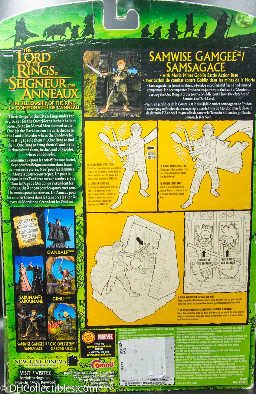 2001 ToyBiz Lord of the Rings Samwise Gamgee Fellowship of the Ring - Action Figure