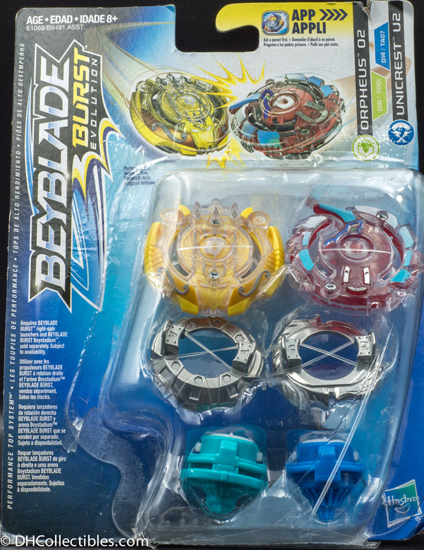 Beyblade Burst Evolution Dual Pack Orpheus and Unicrest U2