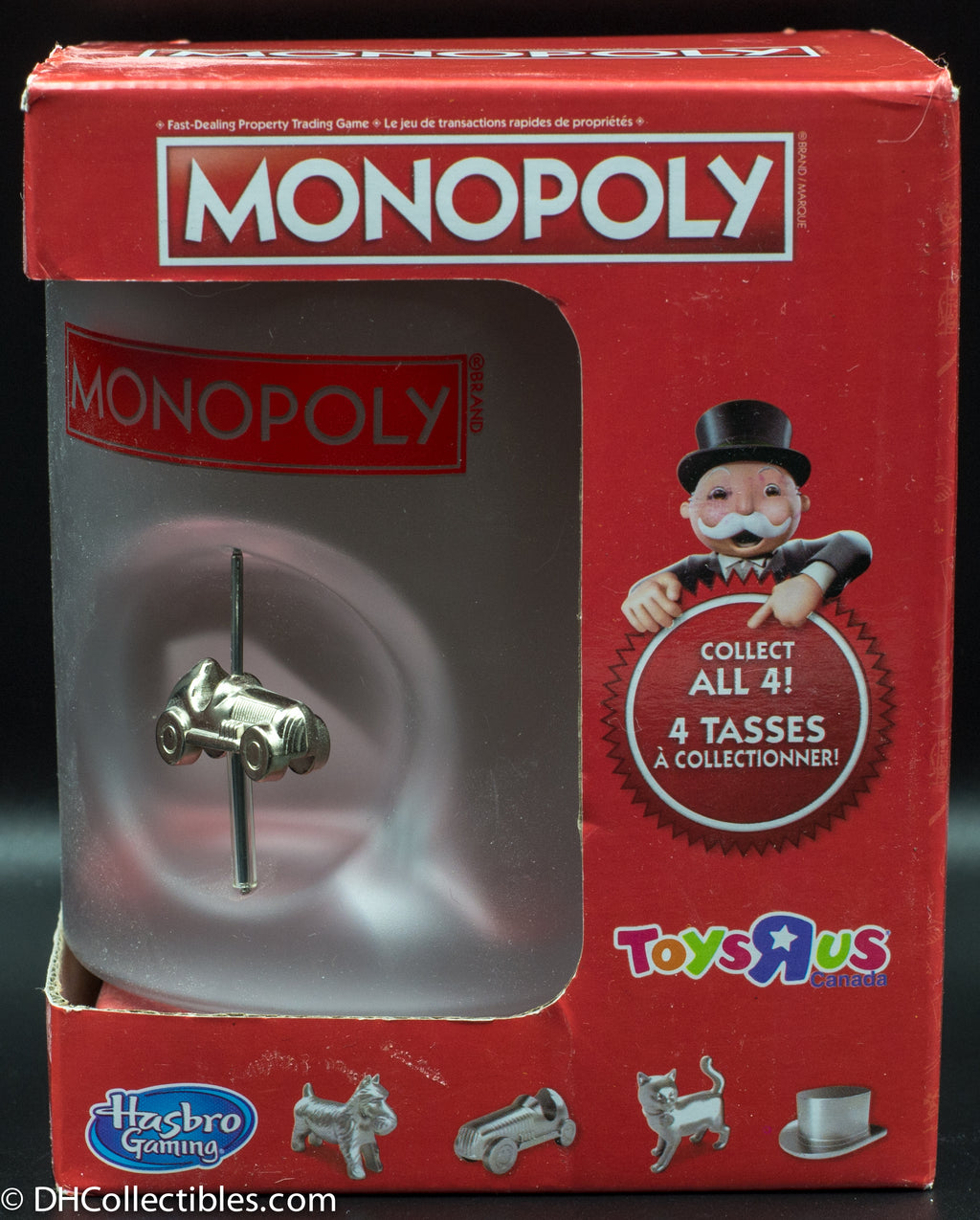 Monopoly Frosted Coffee Tea Mugs Built-In Game Pieces - FULL SET OF 4