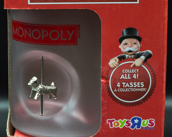 Monopoly Frosted Coffee Tea Mugs Built-In Game Pieces - FULL SET OF 4