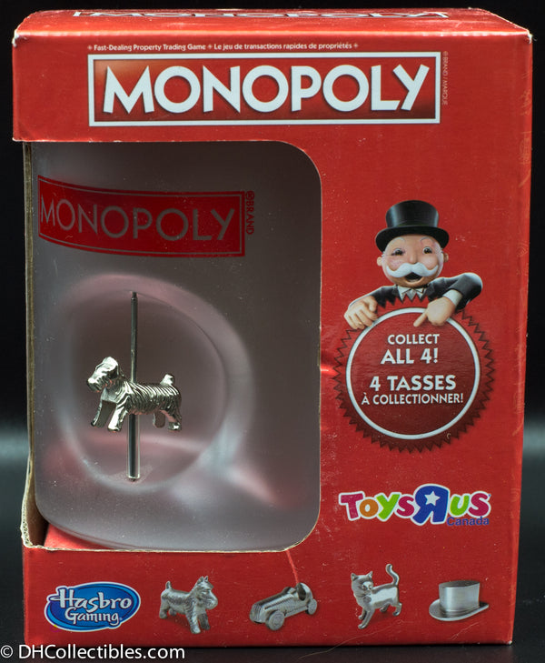 Monopoly Frosted Coffee Tea Mugs Built-In Game Pieces - FULL SET OF 4