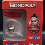 Monopoly Frosted Coffee Tea Mugs Built-In Game Pieces - FULL SET OF 4